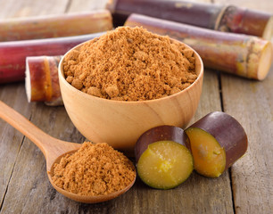 Sugar cane  on wooden  background
