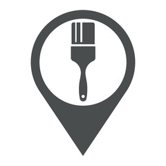 Icono plano localizacion brocha vertical gris