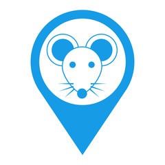 Icono plano localizacion cabeza de raton azul