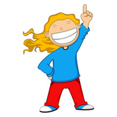 Girl smile and raising her finger cartoon