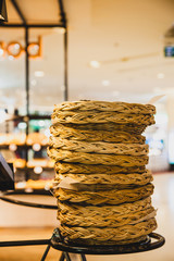 Bread Basket arranged to overlap at bakery shop