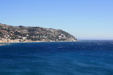 View of Ospedaletti on the Ligurian Riviera in the North of Italy ( Sanremo)