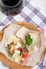 fish and a glass of wine