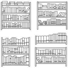 vector set of bookshelf © olllikeballoon