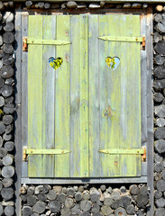 Yellow wooden window