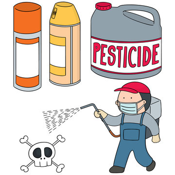 vector set of pesticide and farmer