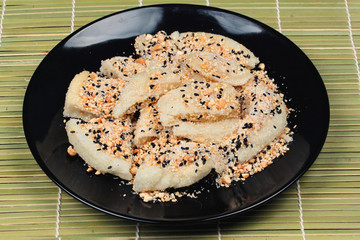 Chinese vegetable festival as grilled flour in mixed sugar and sesame as 