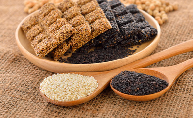 Sesame  snack  on a white  background