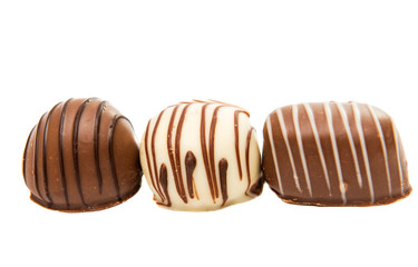 Belgian chocolate candies isolated