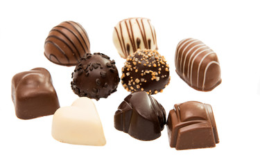 Belgian chocolate candies isolated