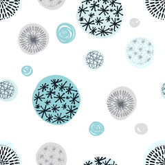 Seamless pattern with hand drawn circle doodle stylish elements.