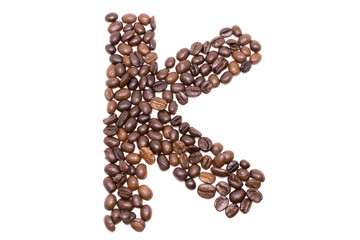 Coffee alphabet isolated on white background