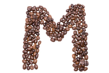 Coffee alphabet isolated on white background