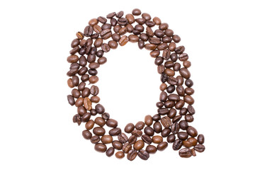 Coffee alphabet isolated on white background