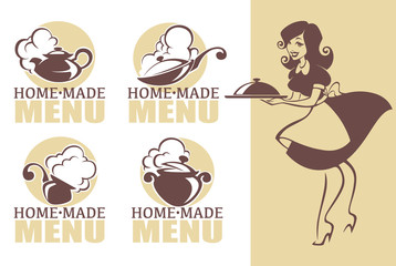 home made food, vector icon, symbols and logo collection