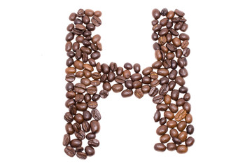 Coffee alphabet isolated on white background