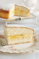 Lemon and cream filled Victoria sponge cake