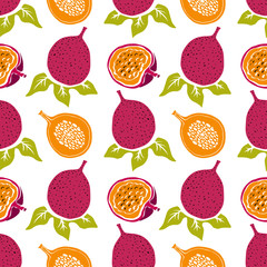 Seamless pattern with passion fruits