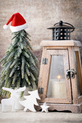 Fototapeta premium Candlestick. Christmas lantern. Cristmas decoration, greeting ca