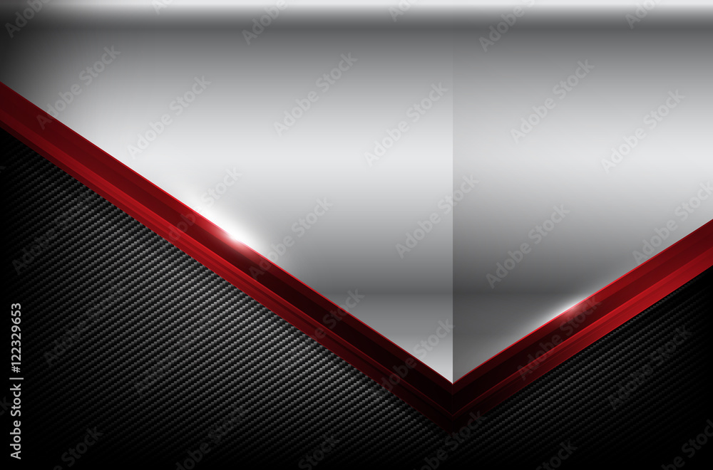 Poster dark carbon fiber and red overlap element abstract background ve