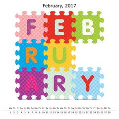 February 2017 puzzle calendar