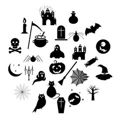 Set of halloween icons on white background EPS10