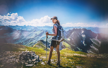 Toned image of a woman backpacking