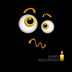 Black poster for Halloween.Monster eyes