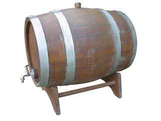  traditional old wooden wine barrels isolated over white