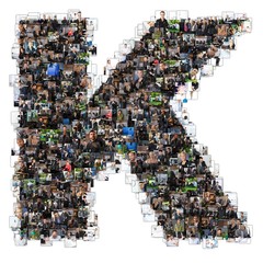 K letter photomosaic from business oriented photos
