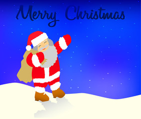 Merry Christmas greeting card with Santa Claus