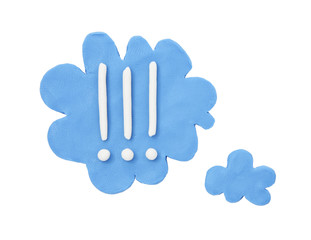 Blue plasticine bubble isolated on white