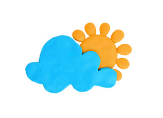 plasticine sun and cloud isolated on a white background