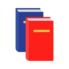Blue and Red Book Icon in Flat