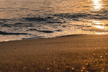 abstract sand beach background sunset at songkhla in Thailand