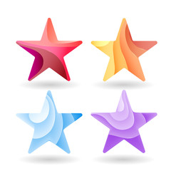 Set of Colorful stars stripped color.