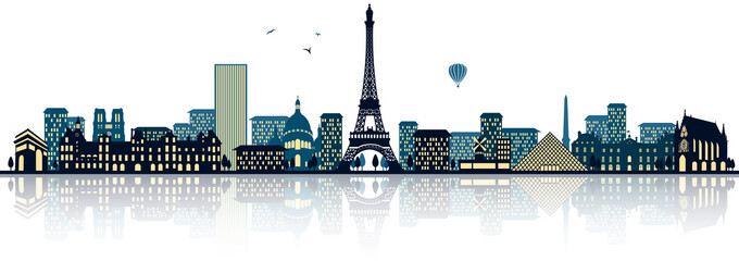 Paris Frankreich Skyline Panorama mit Eiffelturm - obrazy, fototapety, plakaty