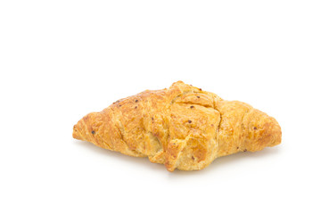 Tasty croissants on white background