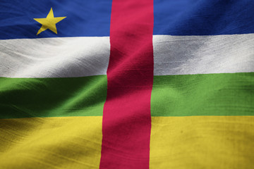 Closeup of Ruffled Central African Republic Flag, Central Africa