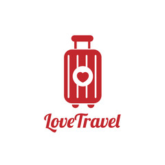 love traveler, Travel bag vector logo icon. love, Sea, summer and holiday symbol. Stock design elementa