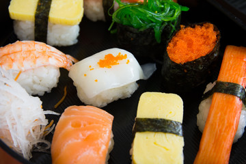Japanese food sushi set on plate