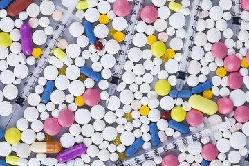 Healthy, Close up of Pills, Tablets, Capsule, Medical background
