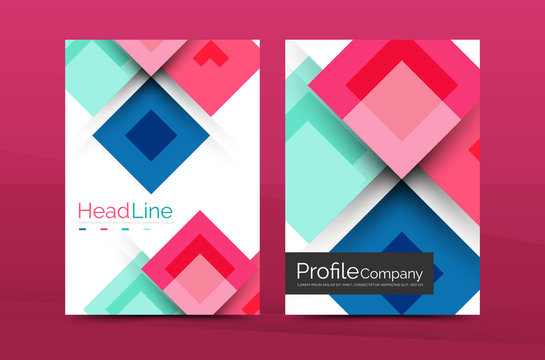Set of front and back a4 size pages, business annual report design templates