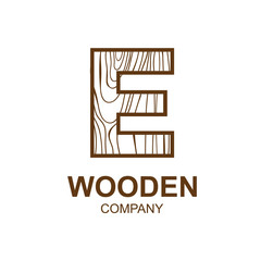 Abstract letter E logo design template with wooden texture,home,Logo design,Vector illustration,concept wood, sign,symbol,icon,Interesting design template for your company logo
