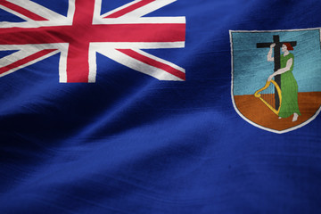 Closeup of Ruffled Montserrat Flag, Montserrat Flag Blowing in W