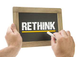 Rethink - Hand write on chalkboard