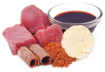 Raw beef with garlic and other spices