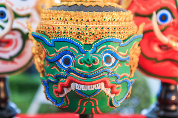 Thai traditional souvenir warrior dance mask called Khon