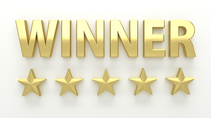 WINNER with stars on white background - High quality 3D Render