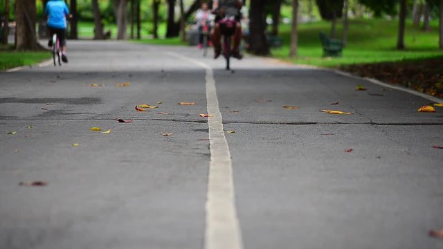 Cycling in a public park of Bangkok